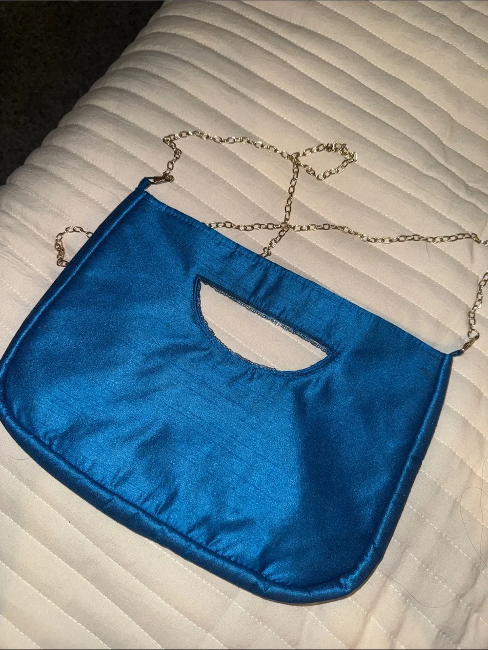 Altar'd State Blue Daisy Beaded Crossbody Bag with Gold Chain